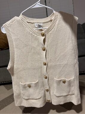Song of Style Cream Knit Button-Front Sweater Vest